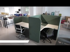 Green Fabric Office Workstation For 3 Person