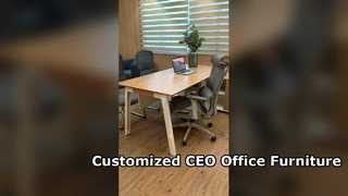 Custom Modern Executive Office Desk with Storage Solution