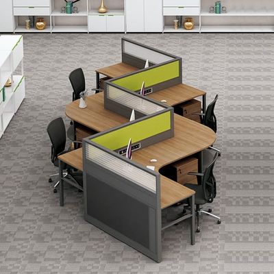 4 Seater Office Workstation Desks Thickness 30mm Cubicle Partition
