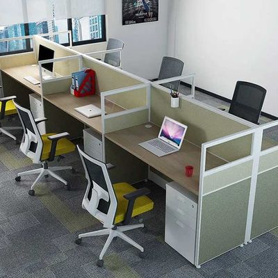 Modern 4 Person Workstation Aluminum Materials With Partition