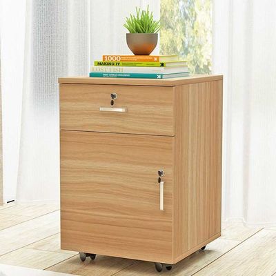 3 Drawer Rolling Pedestal File Cabinet Wood Lockable With Aluminum Alloy Handle