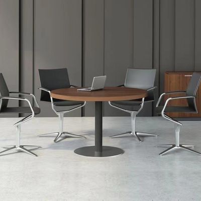 80cm Round Boardroom Table Black Conference Room With Black Metal Leg