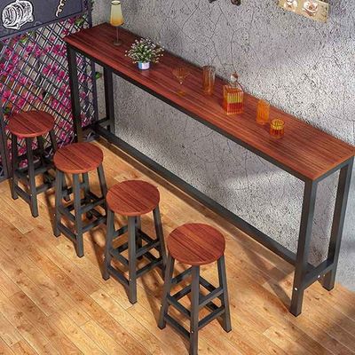 Vintage Brown High Chair Bar Table 1.6m Tall Stool Table For Coffee Shop