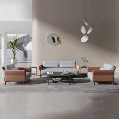 Customized Size Office Sofa Set with Solid Wood Frame and Premium Leather Upholstery