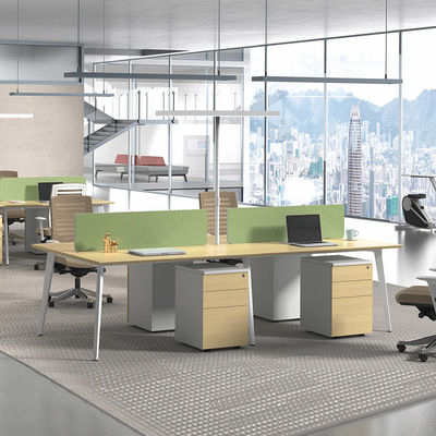 Office Furniture Green 4 Seat Office Desk Office Cubicle Workstation For 5 Person