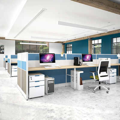 60mm Thickness Office Workstation Partitions Cubicle 6 Staff Workstation Table