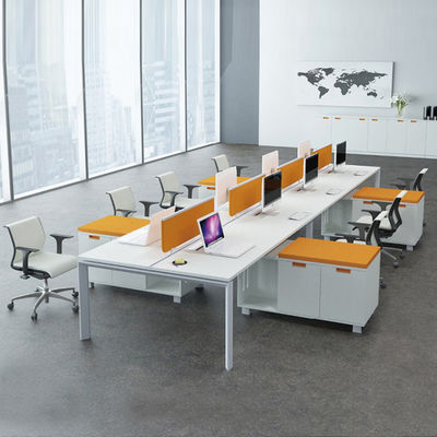 Wooden Office Furniture 8 Person Staff Table Modular Open Office Workstation