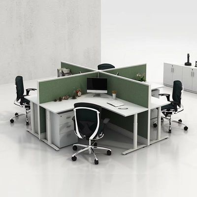 Wooden Office Desk Partition 4 Person Staff Cubicle Office Table