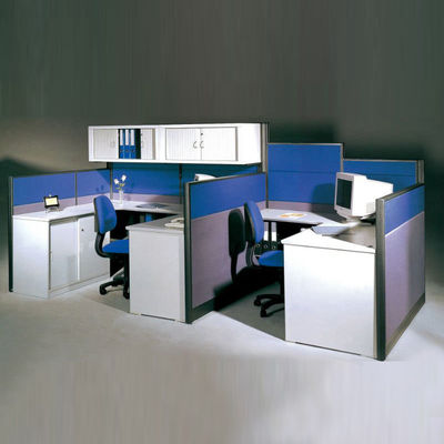 4 Seater Modular Office Cubicle Workstation With Top Cabinet and Customized Size