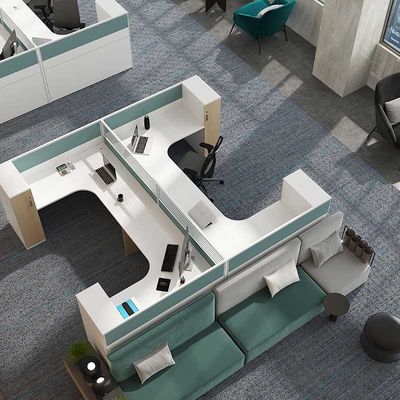Commercial Office Furniture Partitions Workstation Desk For Four People