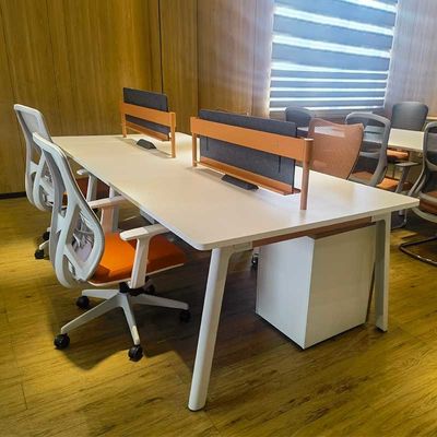 White Modular 4 6 Seater People Desk Open Staff Workstations For Office Furniture