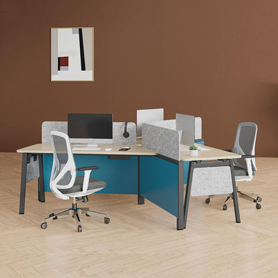Modern Open Modular Workstation Office Desk 2 3 4 Person Office Wooden Staff Table