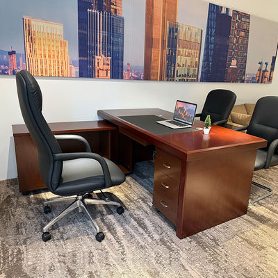 Modern Executive Office Furniture Sets Red Paint Board L Shaped Executive Desk