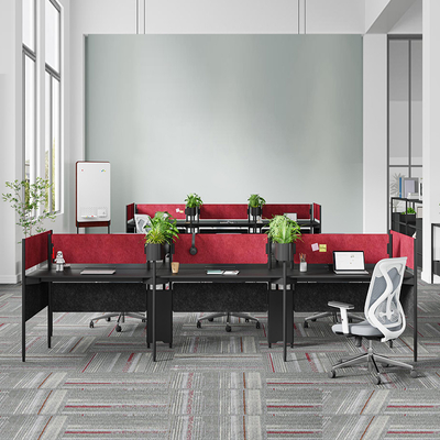 Red Black 6-Person Office Workstation Desk BS-W101