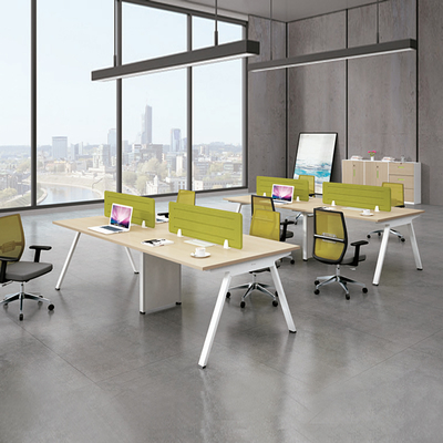 Customizable MDF 4-Person Office Workstation Desk with Metal Legs