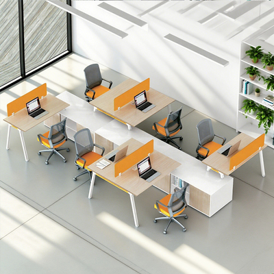 Wooden Workstations Computer Desk 4 Seated Staff Desk Office Cubicles Zoned Workstations