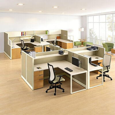 Customized Size Office Workstation with Melamine Board Desktop and Aluminum Frame Modular Office Furniture