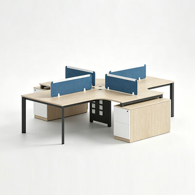 Modular Office Workstation Desk 4 to 6 Seater with Privacy Screen Partition for Flexible Office Layouts