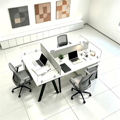 Custom Size Modular Workstation Desk with Melamine Board Desktop for 2 4 6 Seater Configurations