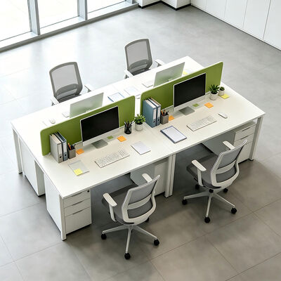 BS-WT62 4 Person Office Workstation Desk with White Melamine Board and Cable Management
