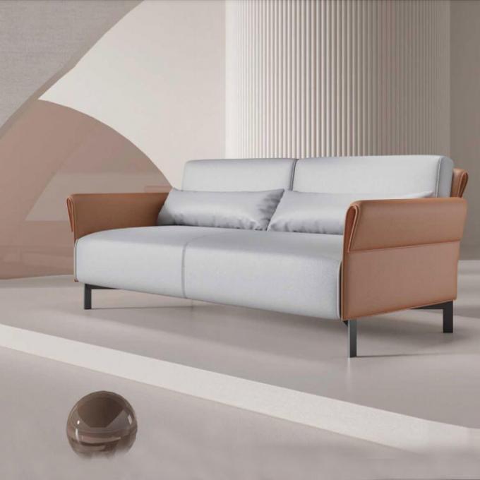 Sleek Design Office Furniture Sofa Solid Wood Frame Leather Sofa Set
